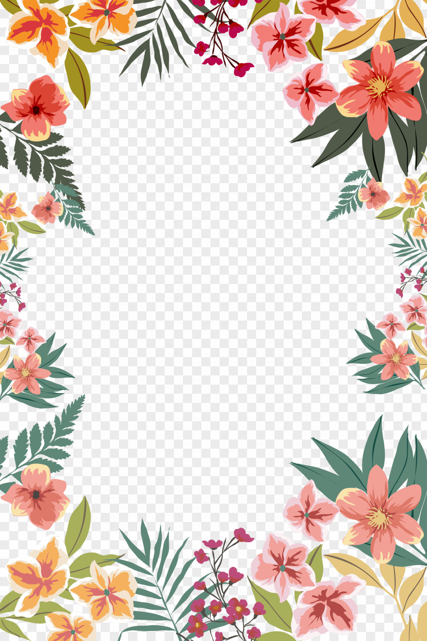 Summer Flower Border Shape Paper Clip Art PNG