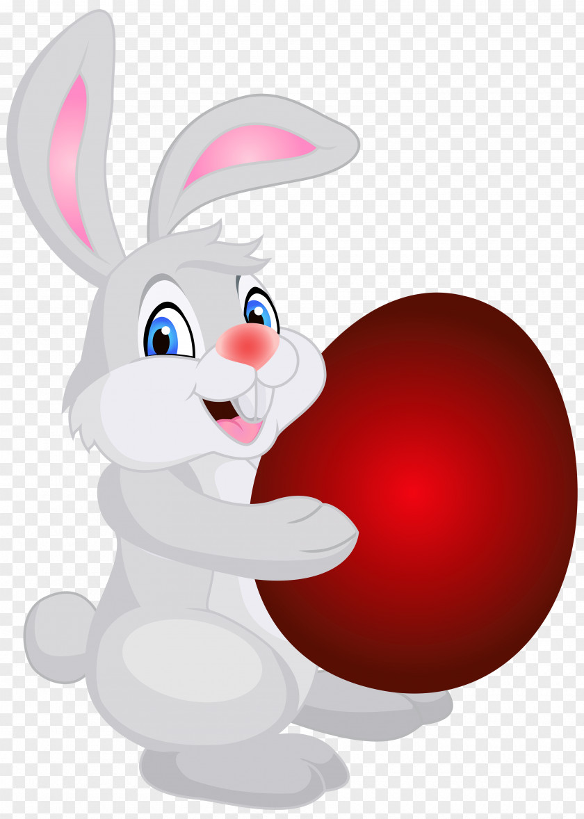 Bunny With Easter Egg Clip Art Image Domestic Rabbit Red PNG