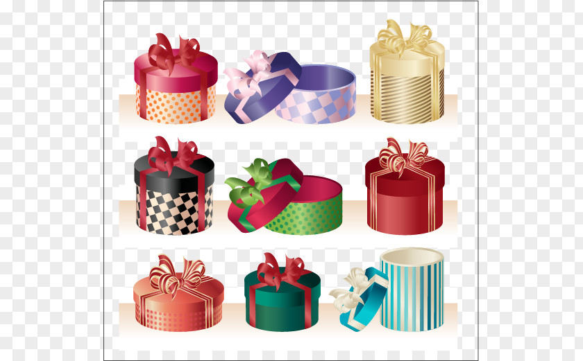 Round Gift Box Wrapping Card Clip Art PNG