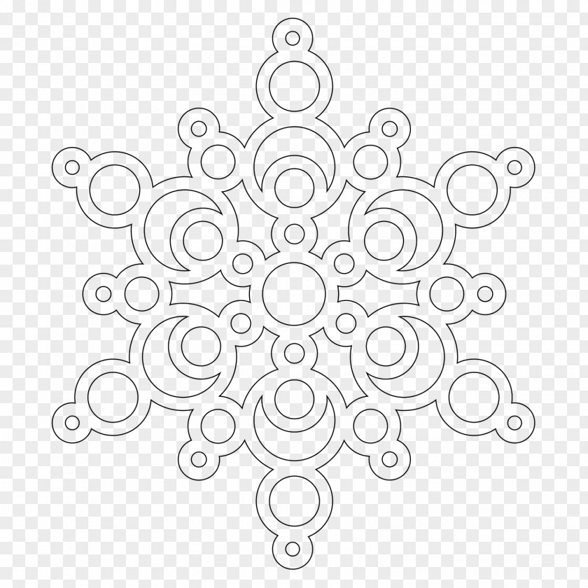 Snowflake Coloring Book Mandala Page PNG