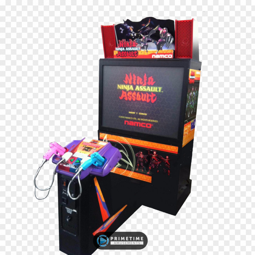 Builder's Trade Show Flyer Ninja Assault Arcade Game Namco Light Gun Shooter PNG
