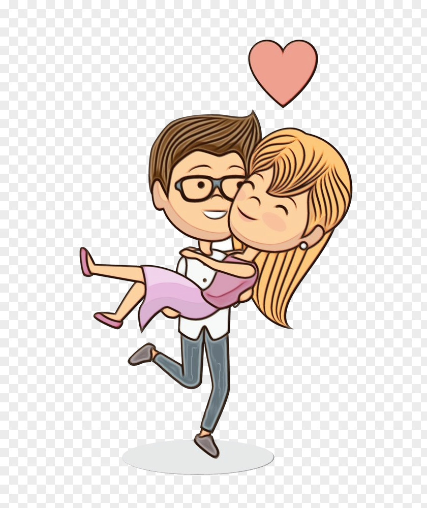 Cartoon Love Male Cheek Interaction PNG