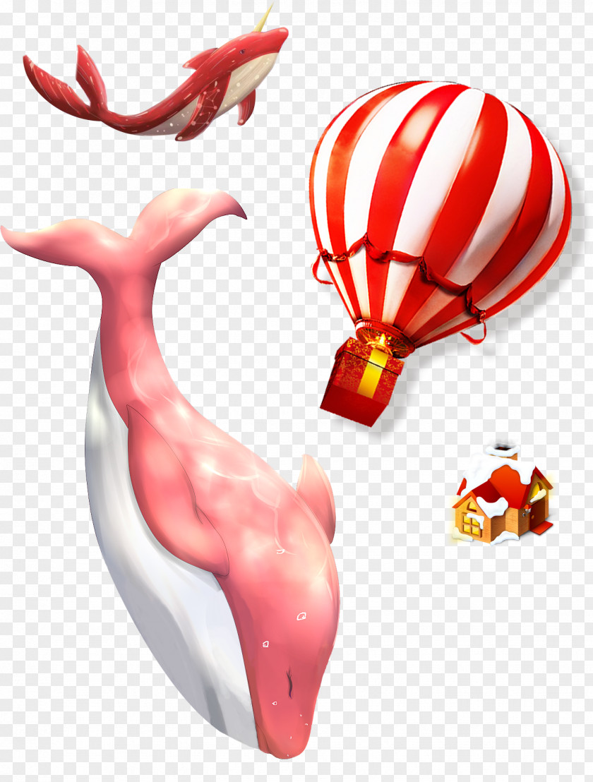 Red Whale And Balloons Balloon Icon PNG