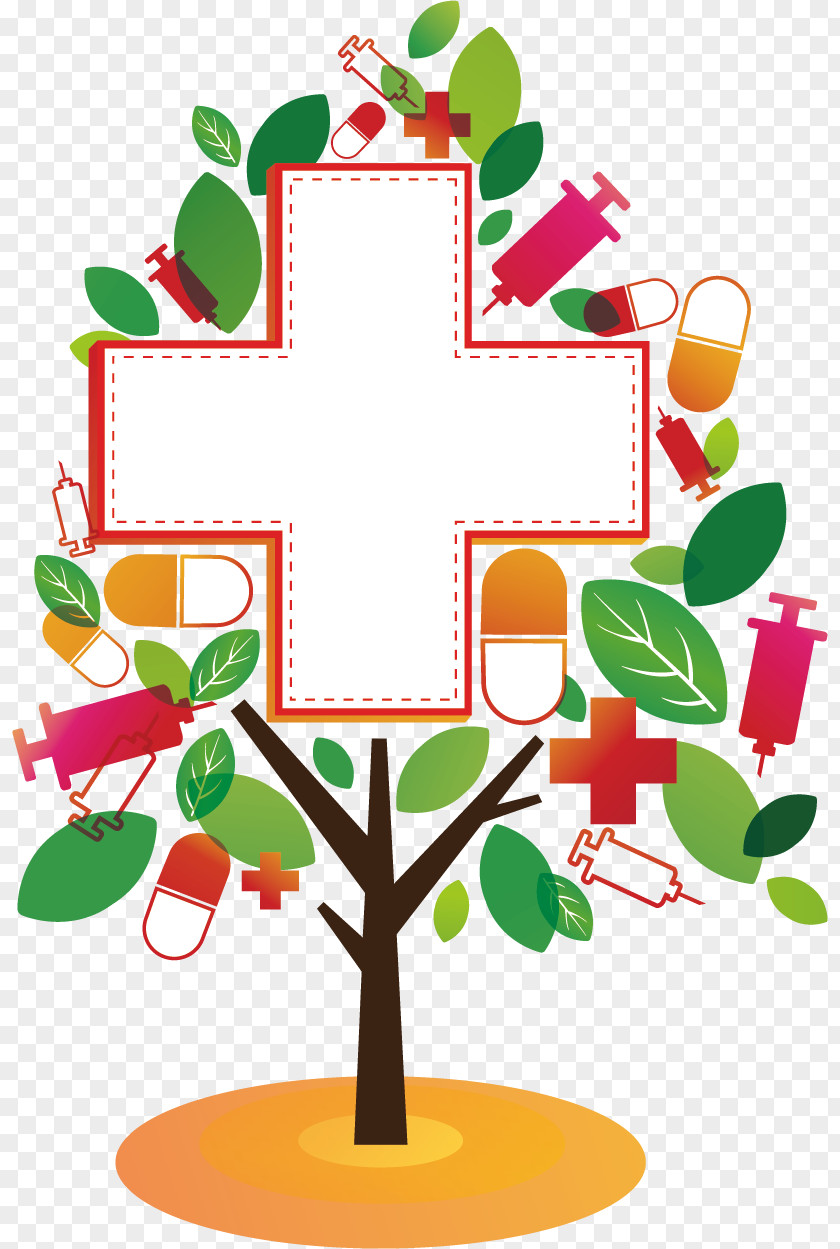 Red Cross Medical Abstract Tree PNG