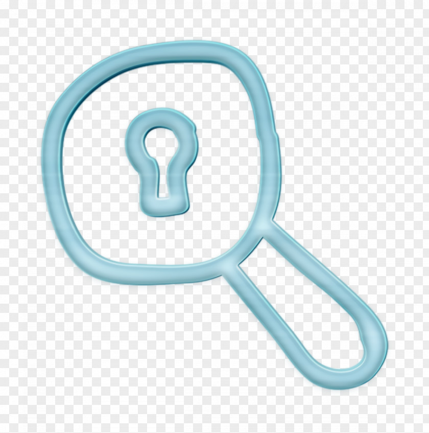Turquoise Search Icon Key Lock Magnifier PNG