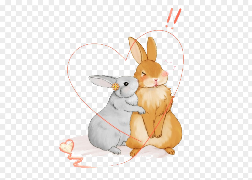 Hand-painted Watercolor Rabbit Falling In Love Son U90fdu662fu5957u8def Mobile Phone Man PNG