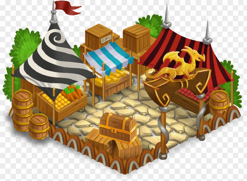 Three-dimensional Cartoon Marketplace Dragon City Market Space PNG