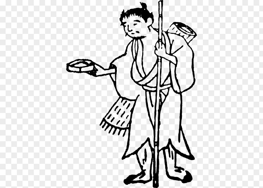 Japanese Man Edo Period 秽多 Hinin Begging PNG