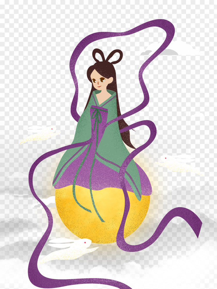 Hand-painted Mid Autumn Beauty Woman Button Material Mid-Autumn Festival Mooncake Chang'e National Day Of The People's Republic China Illustration PNG