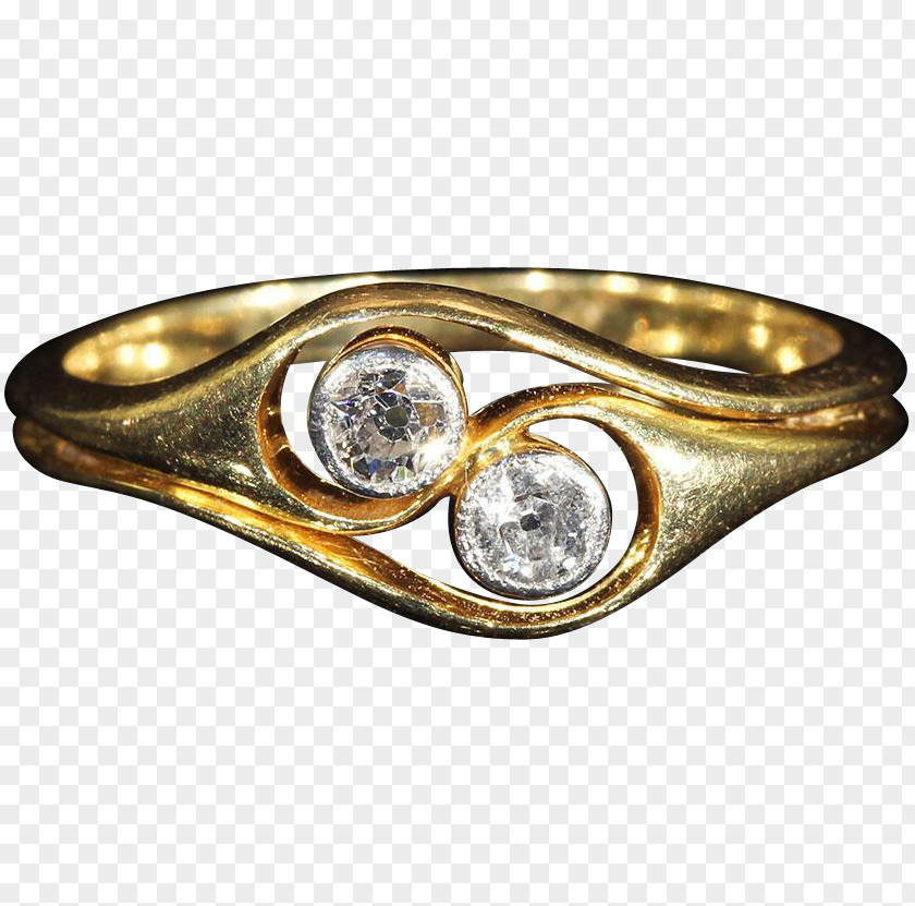 Vintage Gold Engagement Ring Jewellery Diamond Art Nouveau PNG