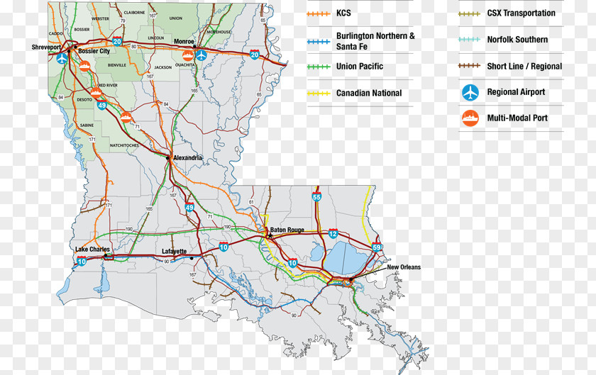 Highway Track Louisiana Rail Transport Transit Map Union Pacific Railroad PNG