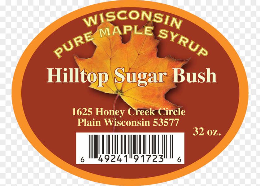 Sugar Bush, Wisconsin Plain Label Maple Syrup PNG