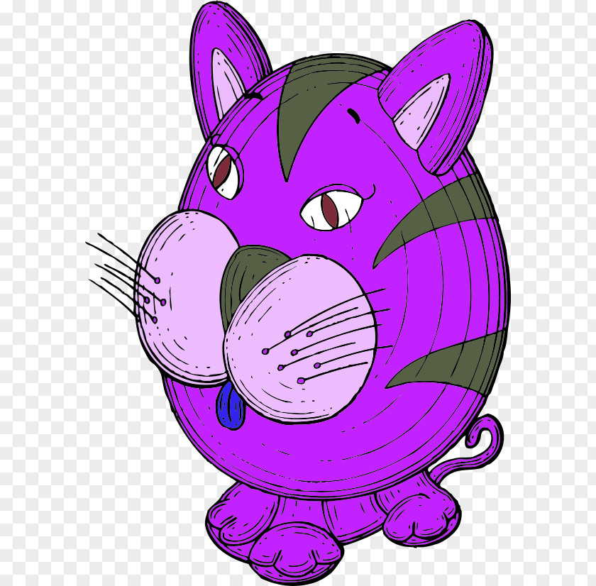 Purple Cartoon Cat Clip Art PNG