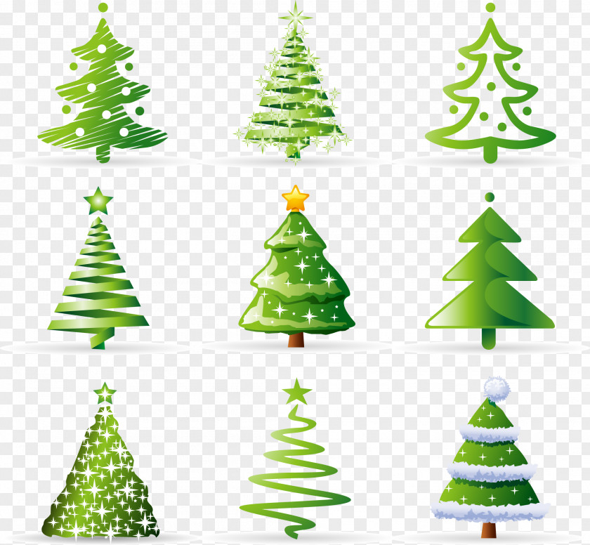 Various Shapes Of Christmas Tree Cartoon PNG