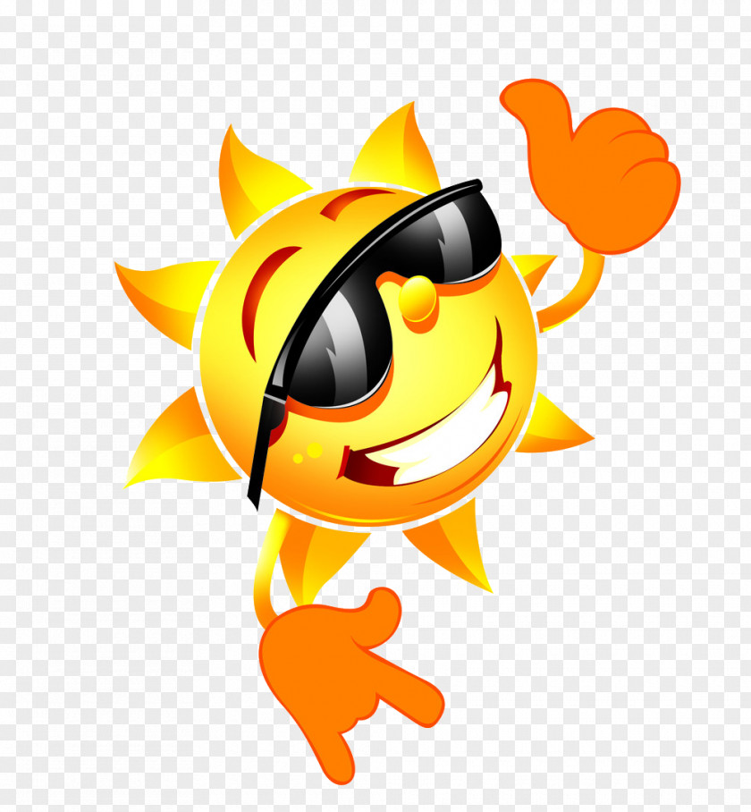 Sun With Sunglasses Cartoon PNG