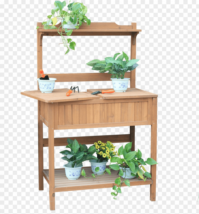 Garden Work Table Shelf Potting Bench PNG