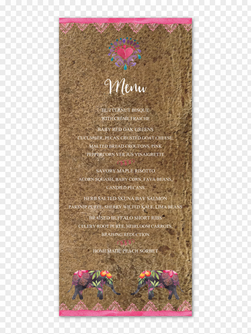 Menu Wedding Invitation Paper Reception PNG