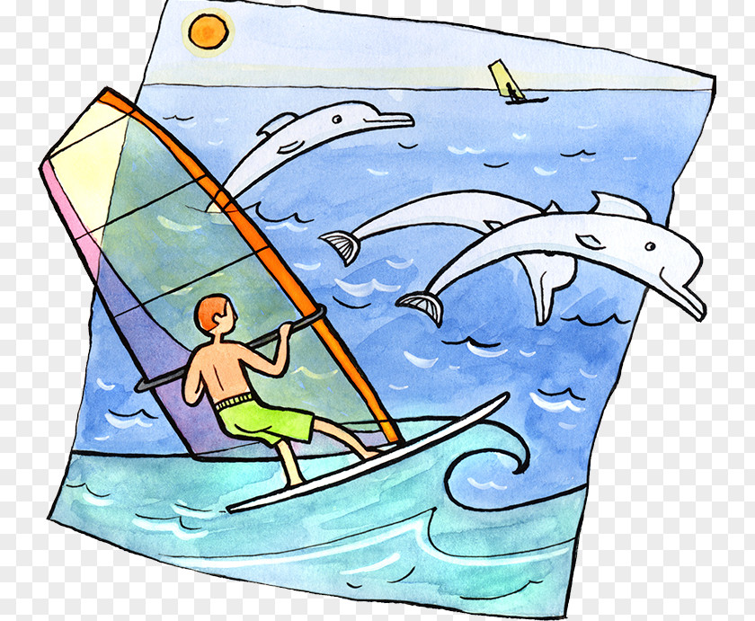 Sea Sail Illustration Windsurfing Stock Clip Art PNG