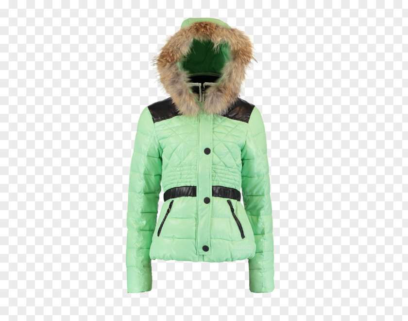 Soft Green Hood Fur Clothing Coat Jacket PNG