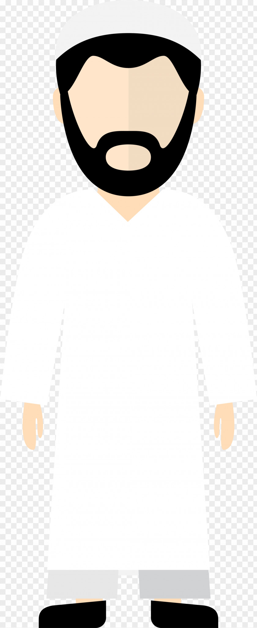 White Arabia Beard Cartoon Shoulder Illustration PNG