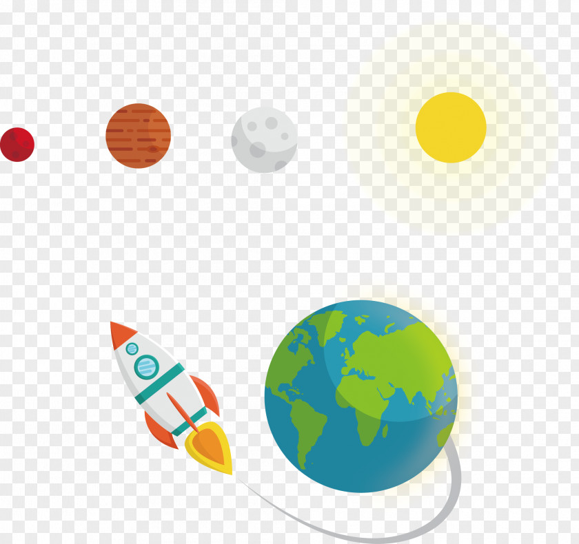 Hand Drawn Vector Planet In Space Outer Rocket PNG