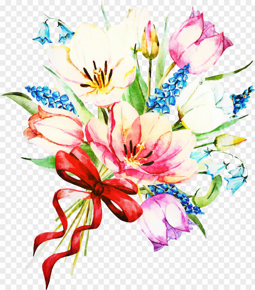 Wildflower Watercolor Paint Flower Background PNG