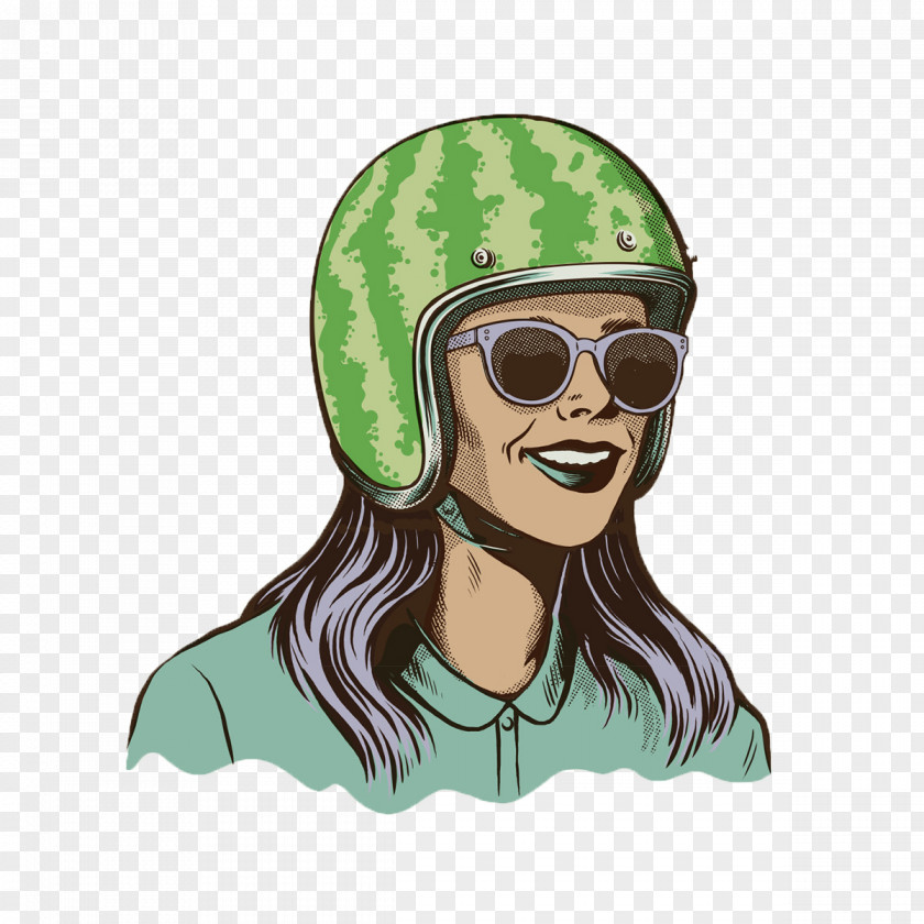Woman Wearing A Helmet Painting Illustration PNG