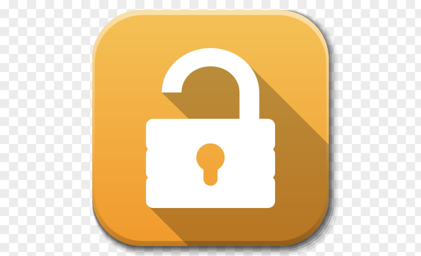 Apps Unlock Lock Symbol Yellow PNG