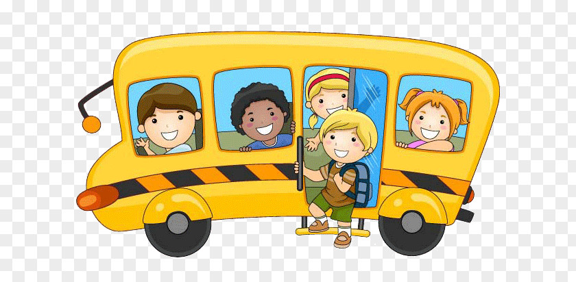 Cartoon School Bus Student Child Illustration PNG