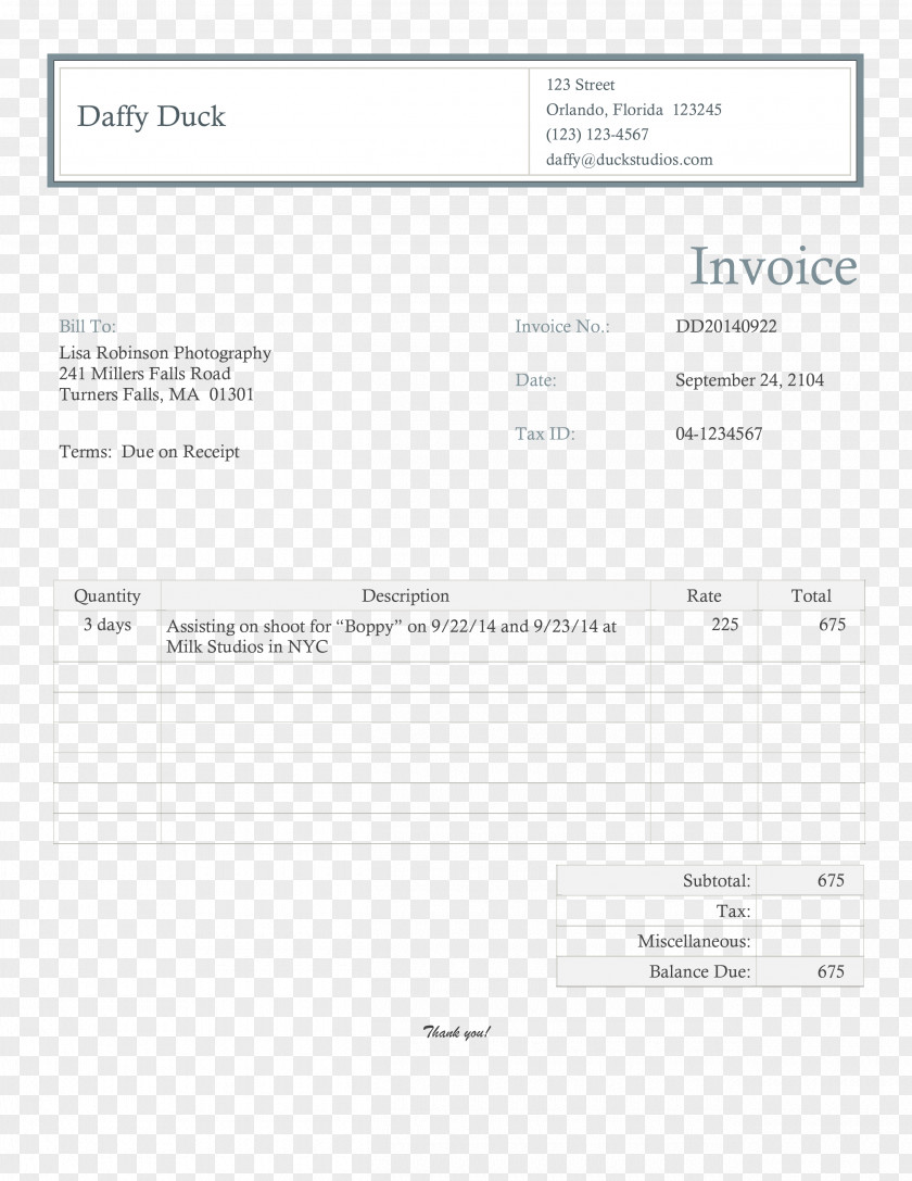 Template Invoice Screenshot Microsoft Word Photography PNG