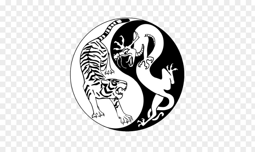 Taiji Left Green Dragon White Tiger Yin And Yang Tattoo Clip Art PNG