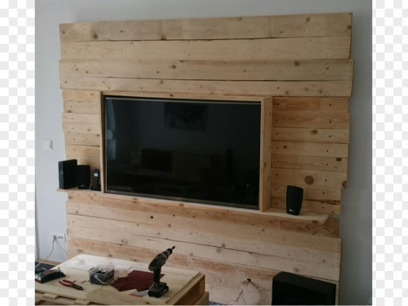 Wood Wall Television Idea Floor PNG