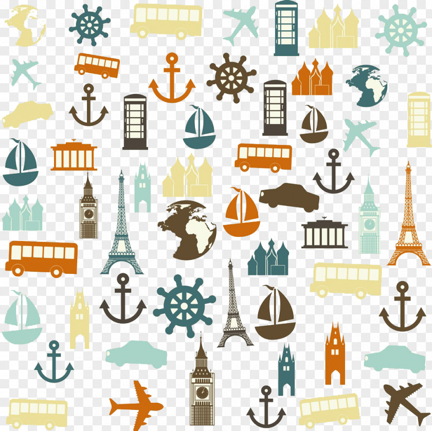 Flat Creative Travel Drawing Graphic Design PNG