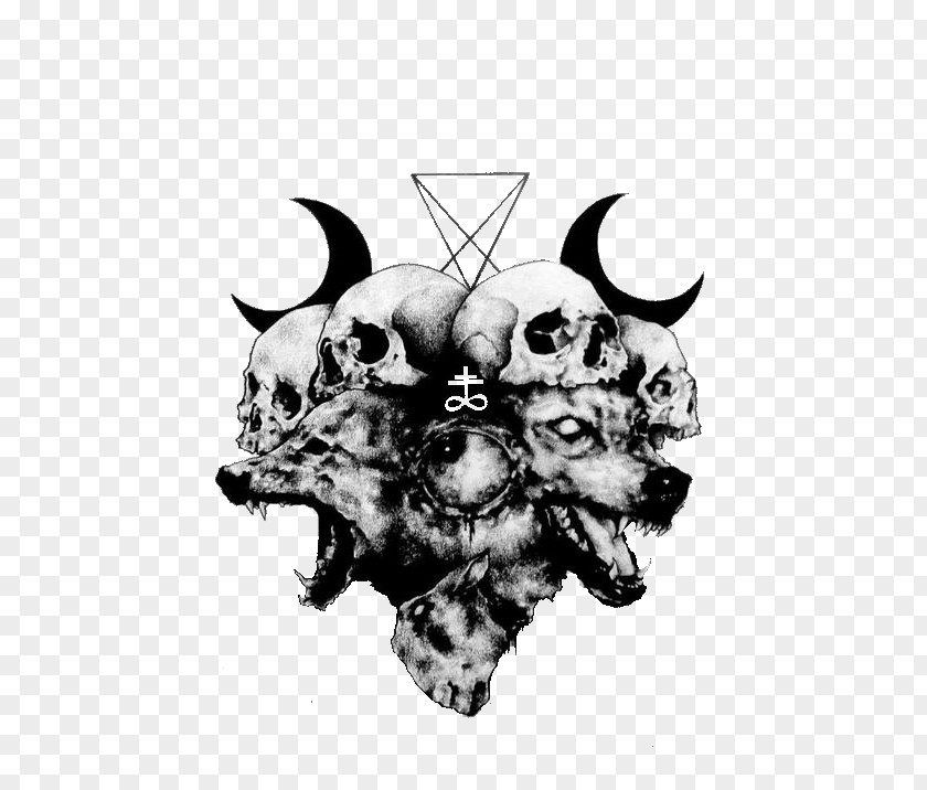 Satanic Satanism Gray Wolf Tattoo Drawing PNG