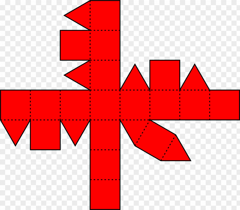 Sacred Geometry Rhombicuboctahedron Net Color Red Clip Art PNG