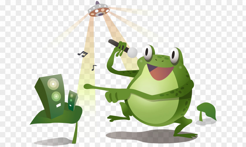 Vector Cartoon Cute Singing Little Frogs Frog PNG