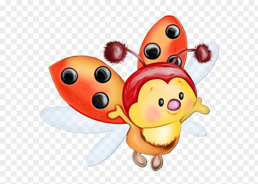 Smile Ladybug Watercolor Greeting PNG