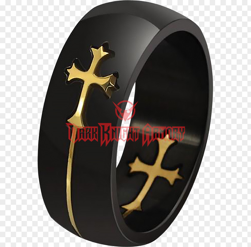 Gothic Cross Wedding Ring Stainless Steel Titanium PNG
