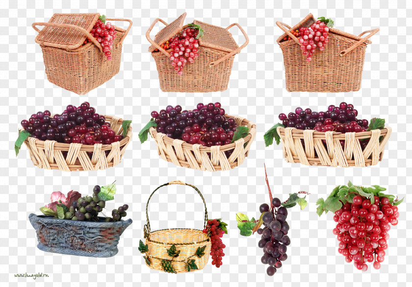 Grape Fruit Basket Grapevines Clip Art PNG