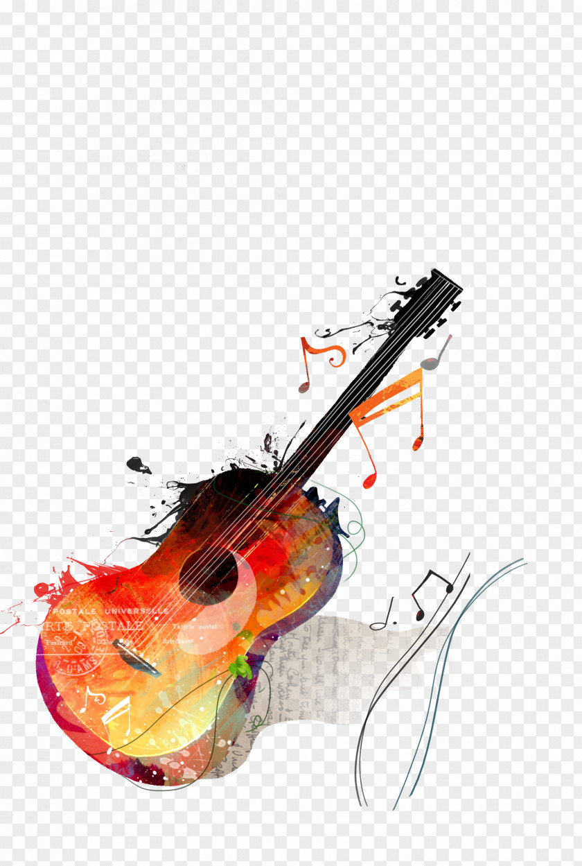 Guitar Watercolor Painting Drawing Canvas PNG