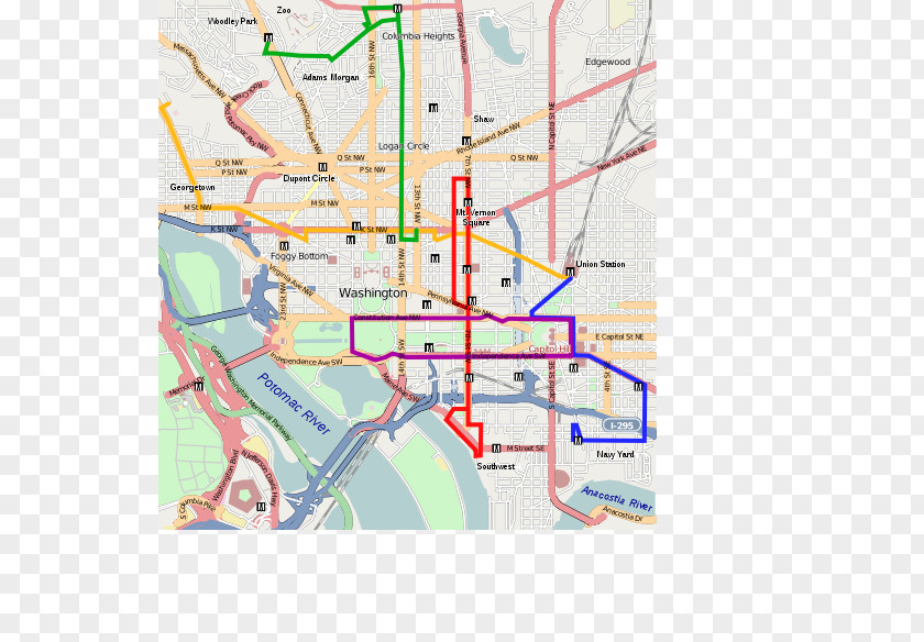 Routes Union Station Map Bus DC Circulator National Mall PNG