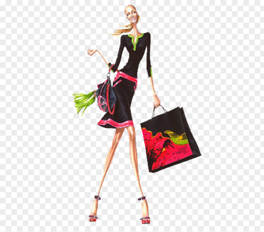 A Woman In Black Fashion Illustration Drawing Illustrator PNG
