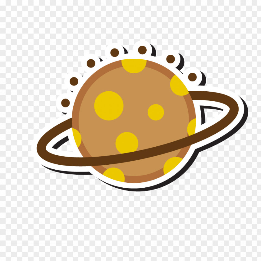 Brown Yellow Dot Sticker Spaceship Illustration PNG