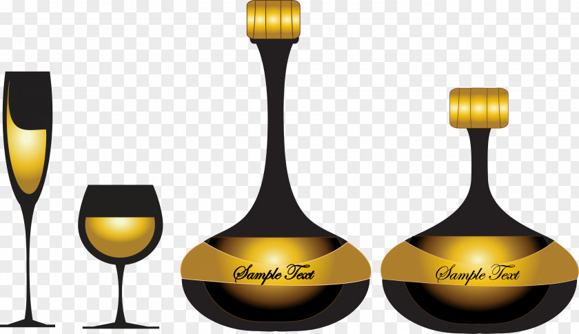 Vector Material Golden Champagne Red Wine Rosxe9 Bottle PNG
