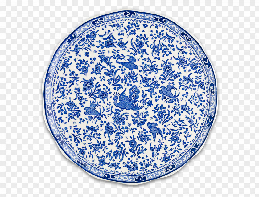 Blue Peacock Plate Burleigh Pottery Tableware Bowl PNG