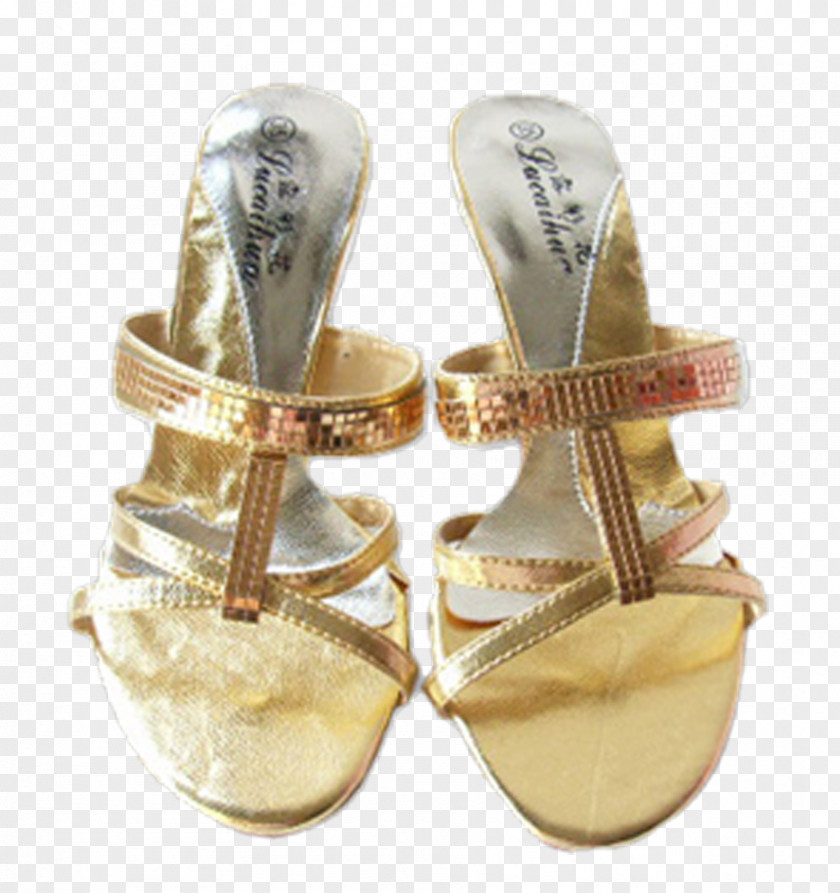 Golden Sandals Flip-flops Sandal Shoe High-heeled Footwear PNG