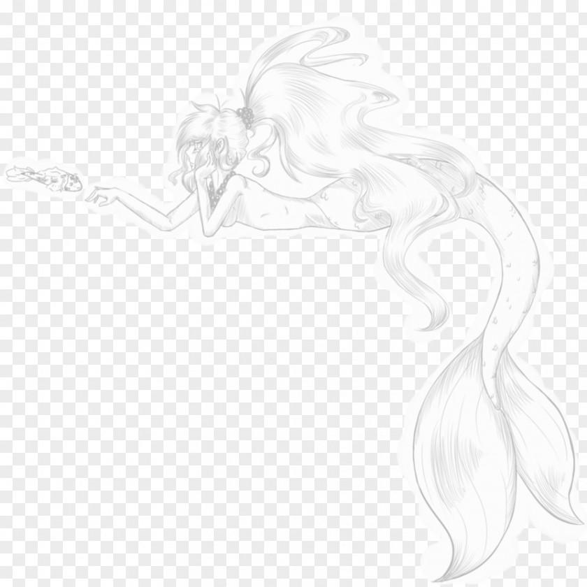 Mermaid Scale White Figure Drawing Line Art Sketch PNG