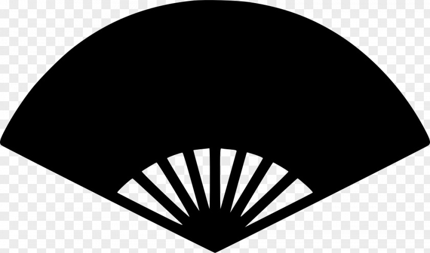 Silhouette Black Hand Fan White Line PNG