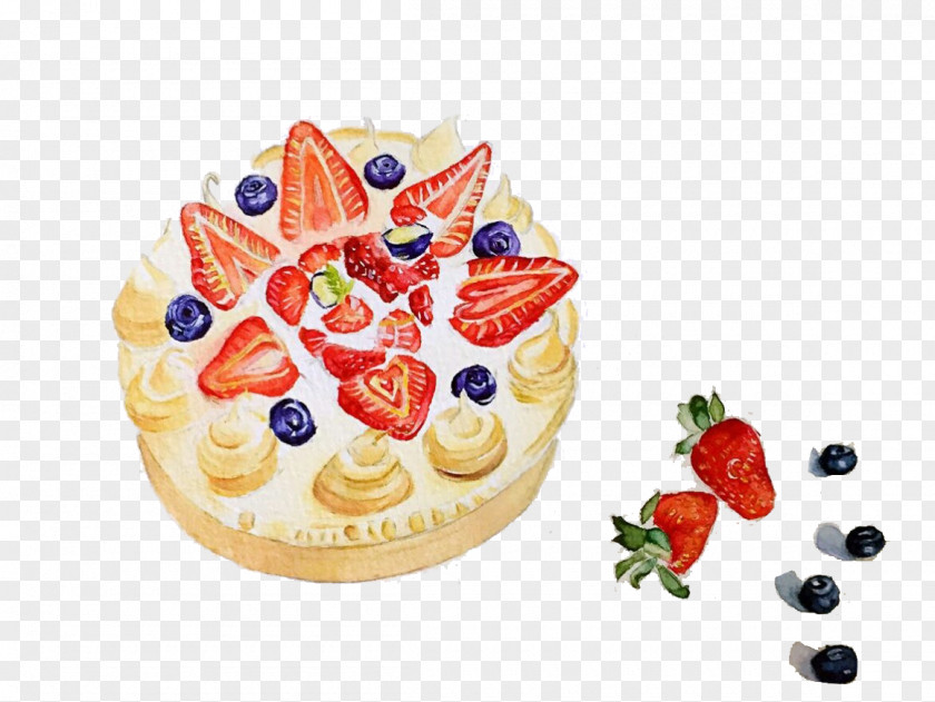 Strawberry Cake Painted Material Cream Mousse Torte PNG