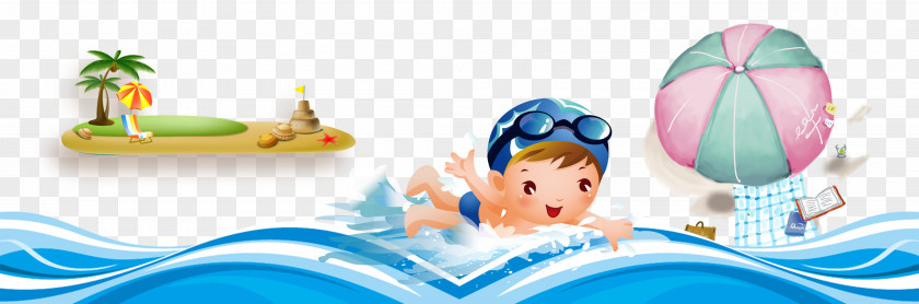 Summer Vacation Swimming Background Beach Graphic Design Illustration PNG